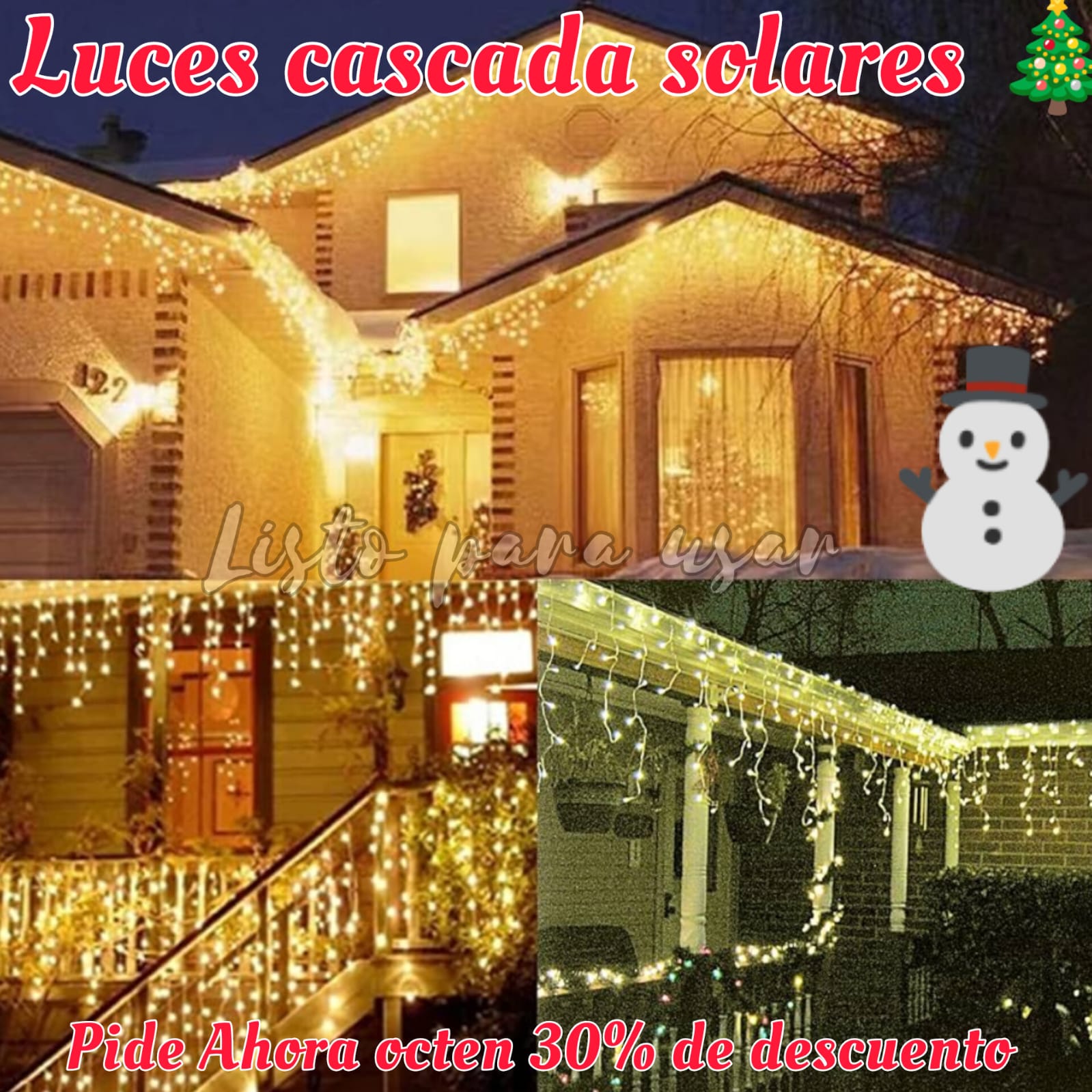 Cascada de Luces Solar -Luz Cálida/Fría/Multicolor (8 METROS)